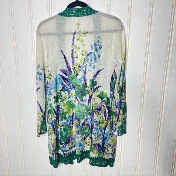 Chicos Botanical Border Brooke Cardigan Sz M/1 448 - Picture 6 of 7